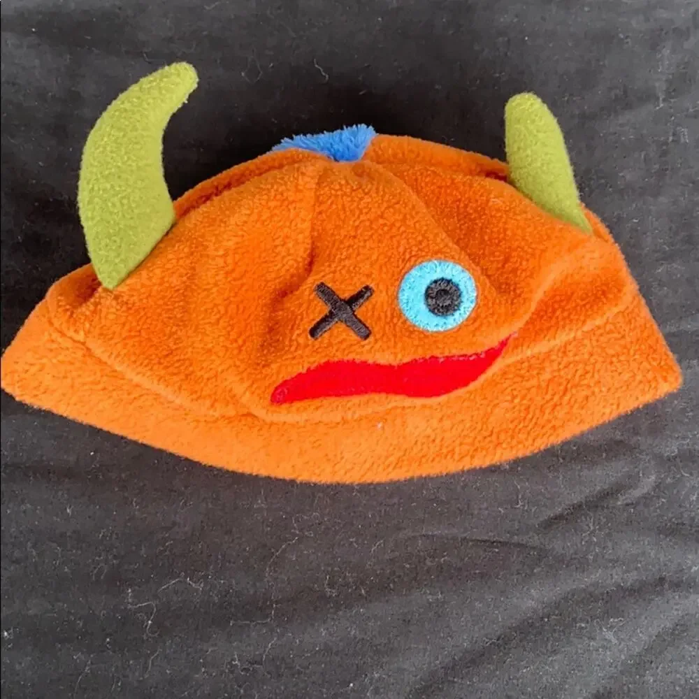 Columbia Sportswear Infant 0/S Orange Fleece Ogre‎ Face Hat with Horns